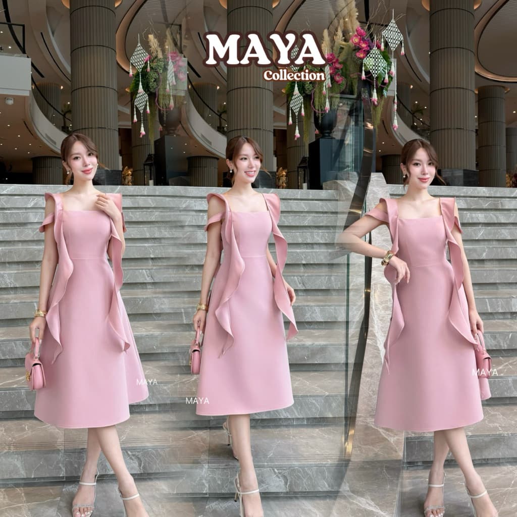 เดรสสั้นไปงาน ชุดไปงาน s-3xlผ้าอัดกาวอยู่ทรงสวย MAYA ดูแพง G153 สะโพกฟรี รูปที่ 6