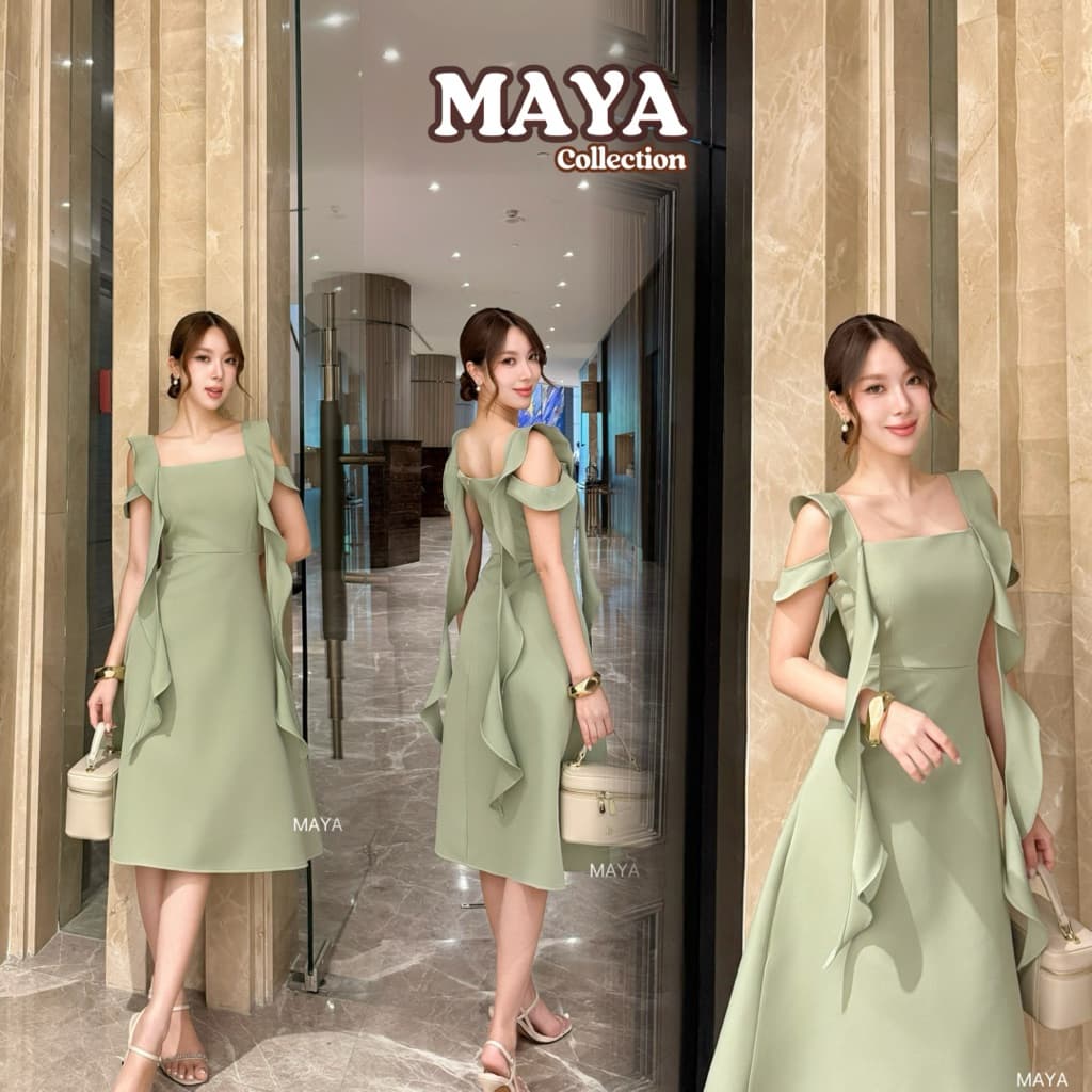 เดรสสั้นไปงาน ชุดไปงาน s-3xlผ้าอัดกาวอยู่ทรงสวย MAYA ดูแพง G153 สะโพกฟรี รูปที่ 5