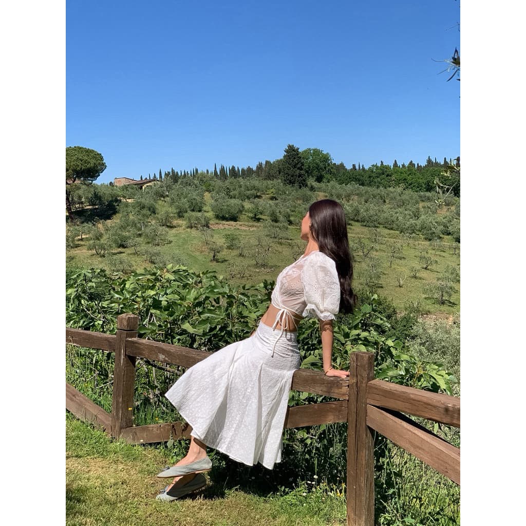 Benabaker Lora Skirt กระโปรงยาวแต่งขอบลูกไม้ มีซับใน ผ้าหนาอย่างดี รูปที่ 8