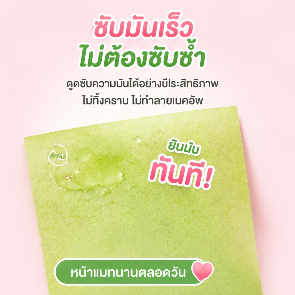 300 แผ่น/กระดาษซับมัน ซับมันบนใบหน้า พกพาสะดวก ใช้ได้ทั้งชายและหญิง ซับมันแต่ไม่หลุดเมคอัพ รูปที่ 6