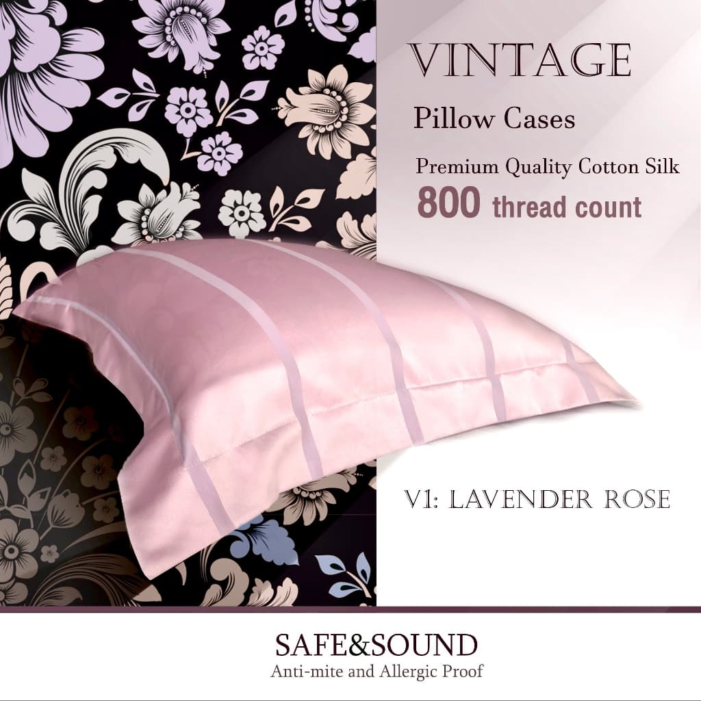 SAFE&SOUND ปลอกหมอนหนุน 800 TC กันไรฝุ่นแบบมีชาย ขนาด 20x30 นิ้ว Vintage Premium Quality Cotton Silk รูปที่ 3