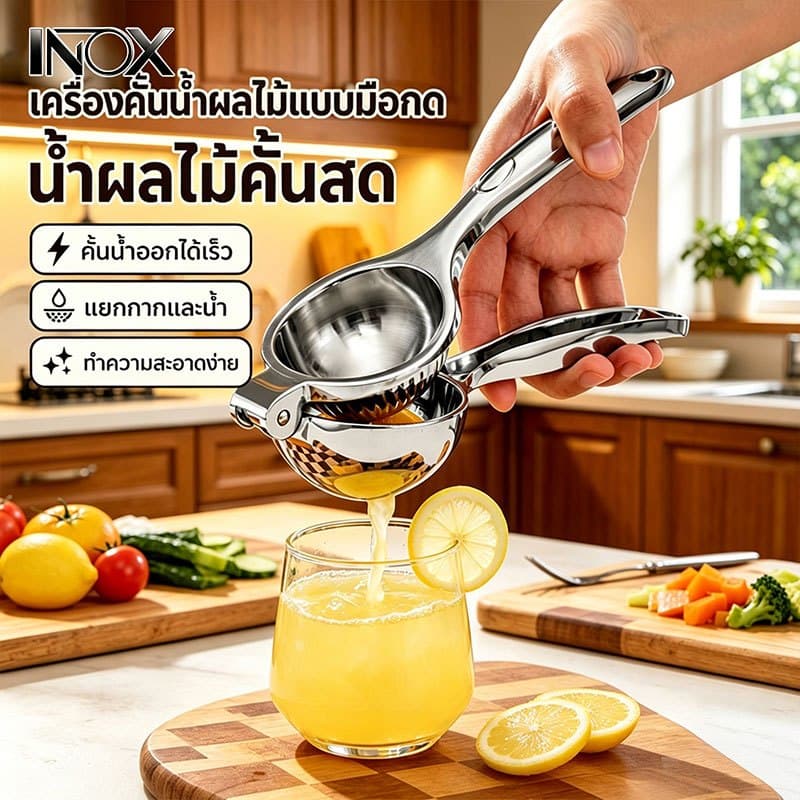 ที่บีบมะนาวสแตนเลส304 เนื้อหนา ทนทาน คลิปมะนาว คั้นน้ำมะนาวได้ง่าย ใช้คั้นมะนาว-มะกรูด ล้างง่าย ไม่เป็นสนิม รูปที่ 1