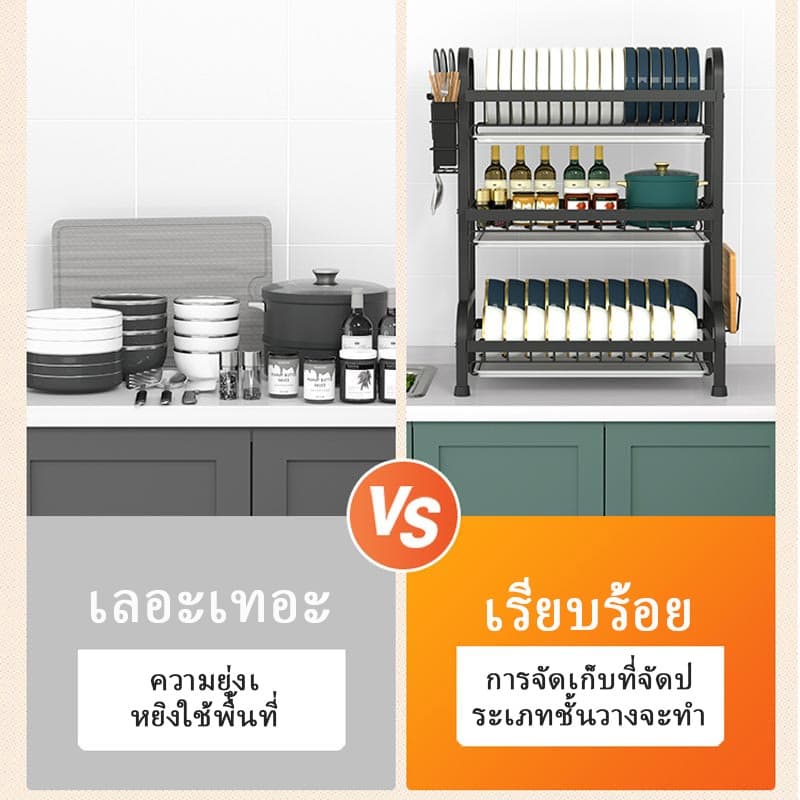 ชั้นวางจาน ที่คว่ําจาน เก็บจาน มี ฝาปิด 2/3ชั้น ที่วาง จาน คร่อม ซิงค์ ค่รอบอ่างล้างจาน รูปที่ 3