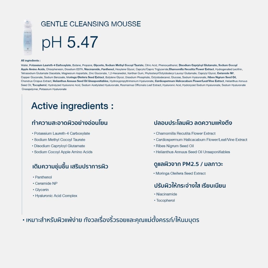 มูสโฟมไฮยาลูรอน+เซราไมด์ สำหรับผิวแพ้ง่าย 100mL – Gentluca Gentle Cleansing Mousse | ขจัดPM2.5 เสริมปราการผิว รูปที่ 3