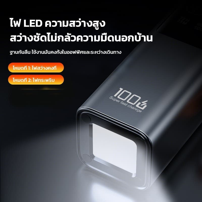 Power Bank 100W แบตสำรอง ชาร์จเร็วด้วยความจุขนาดใหญ่ สำหรับ Macbook/iPhone16 ถือขึ้นเครื่องได้ รูปที่ 5
