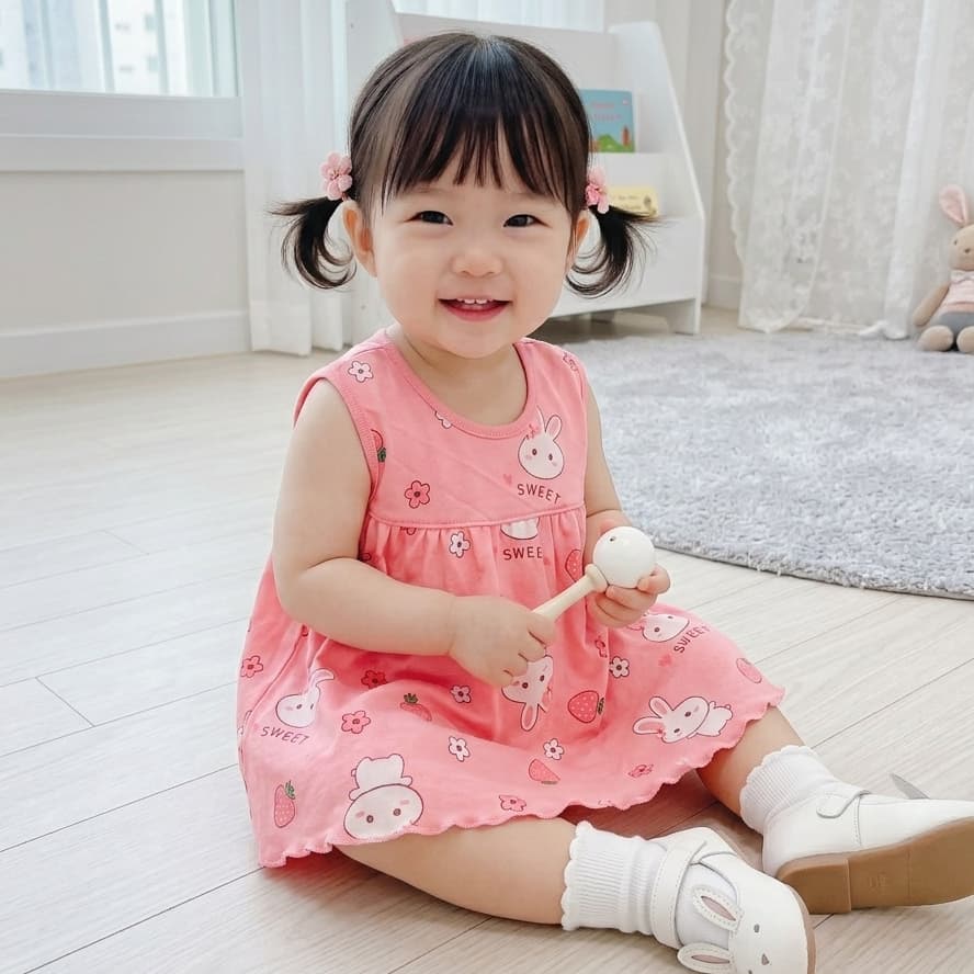 Babyonline A3-OF2R ชุดกระโปรงพิมพ์ลายน่ารักสำหรับเด็กผู้หญิง ผ้าฝ้าย นุ่ม ใส่สบาย รูปที่ 2