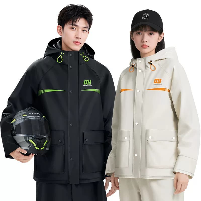 กันน้ำเกรดพายุฝน เสื้อกันฝนมอเตอร์ไซค์ ยูนิเซ็กซ์ เสื้อและกางเกงกันฝน Raincoat ทนทาน ยืดหยุ่น รูปที่ 6