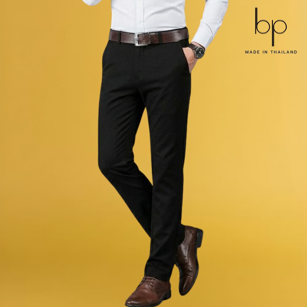 bp สแล็คนักศึกษา สแล็คผ้ายืด ทรงกระบอกเล็ก ขายาว เข้ารูปสวย เอว28-52" MADE IN THAILAND รูปที่ 1