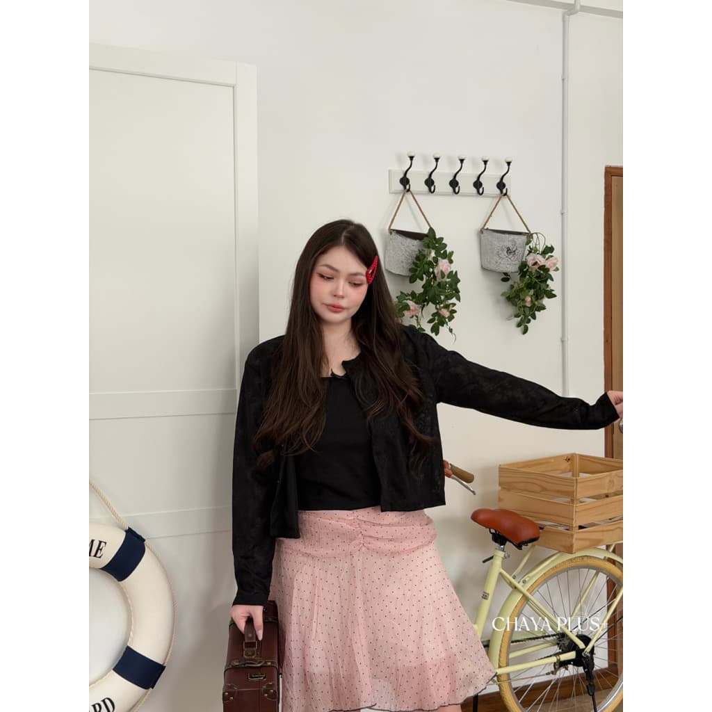Lace top เซ็ต สายเดี่ยว+เสื้อคลุม ผ้าลูกไม้ น่ารัก หวานๆ แนะนำเลยต้องมีติดตู้ เสื้อผ้าสาวอวบอ้วน ไซส์ใหญ่ รูปที่ 5