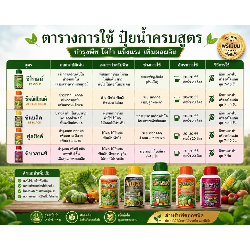 ปุ๋ยน้ำครบสูตร 5 สูตร สำหรับพืชทุกชนิด บำรุงต้น บำรุงราก เร่งดอก เพิ่มผลผลิต ฟื้นต้นโทรม ใช้ได้ทั้งผัก ไม้ผล และพืชไร รูปที่ 2