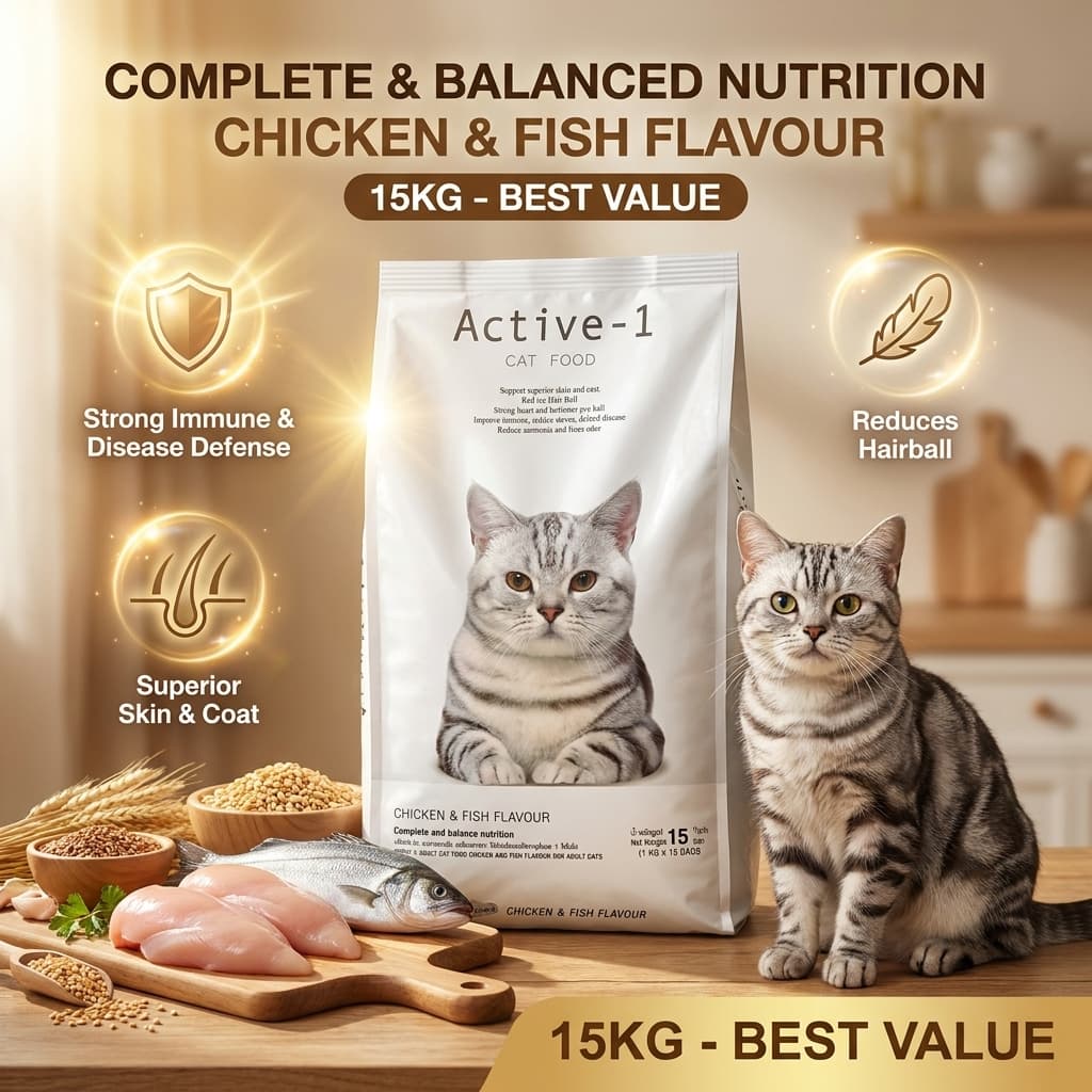 อาหารแมว Active-1 เกรดพรีเมี่ยมขนาด 14-15 กก. สำหรับแมวอายุ 4 เดือนขึ้นไป ไม่เค็ม โซเดียมต่ำ รูปที่ 3