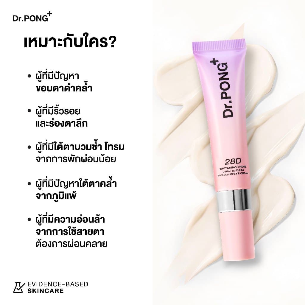 2 ฟรี 1 Dr.PONG 28D Whitening Drone Cera+B3 Daily anti-aging Eye Cream อายครีมสูตรใหม่ ลดใต้ตาคล้ำ ไม่แสบตาฟื้นฟูริ้วรอย รูปที่ 8