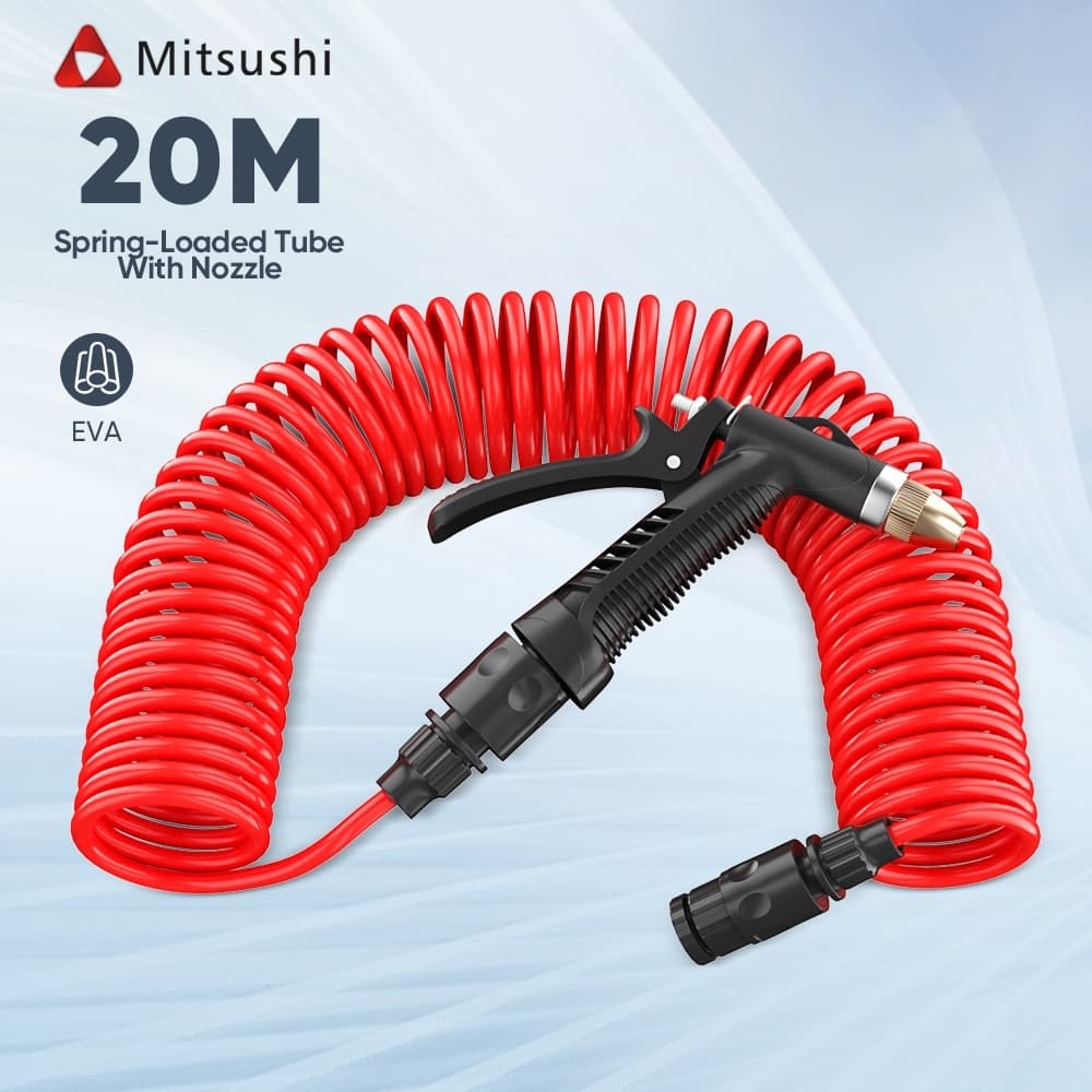 Mitsushi สายยางสปริงยืดหดได้สำหรับสวน ขนาด 20 เมตร/15 เมตร/7.5 เมตร สายยางแรงดันสูง สายยางสำหรับสวน รูปที่ 1