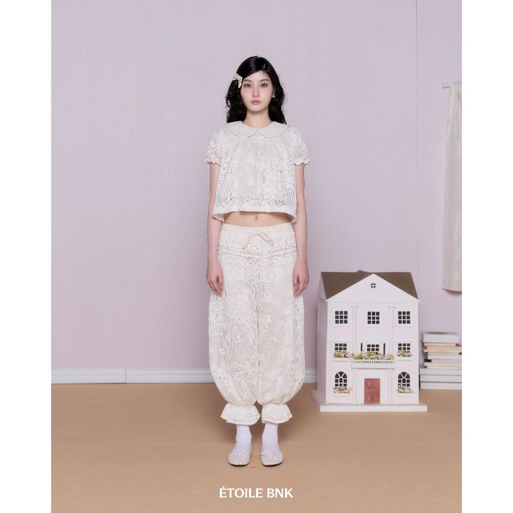 ÉTOILE BNK MIKI TOP เสื้อครอปแขนตุ๊กกา คอปกบัว รูปที่ 5