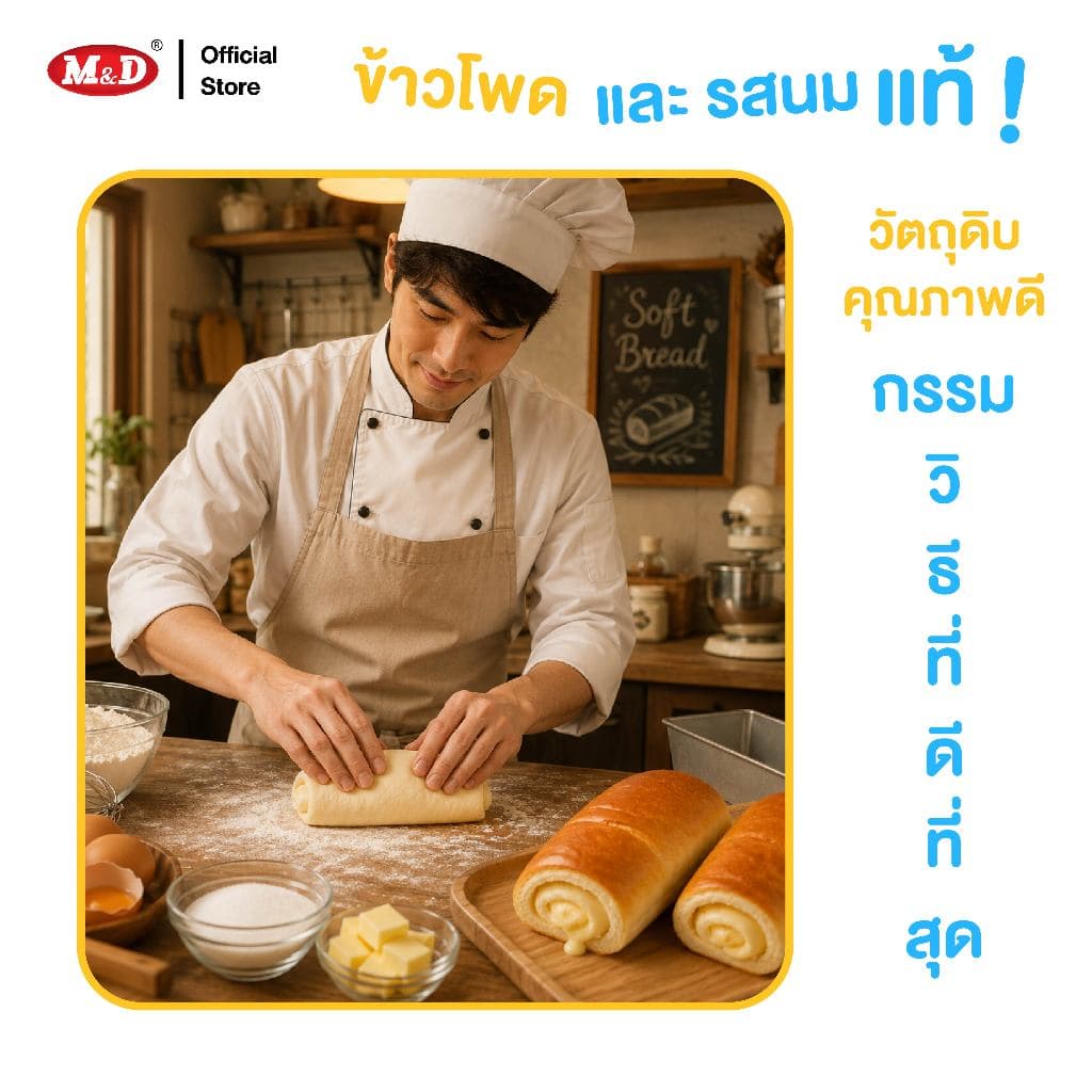 M&D ปังนุ่มสอดไส้ รสนม 1 แพ็ค มี 12 ซอง หอมนุ่ม อุ่นใจทุกคำ สด สะอาด ผลิตใหม่ มี อย. รูปที่ 8