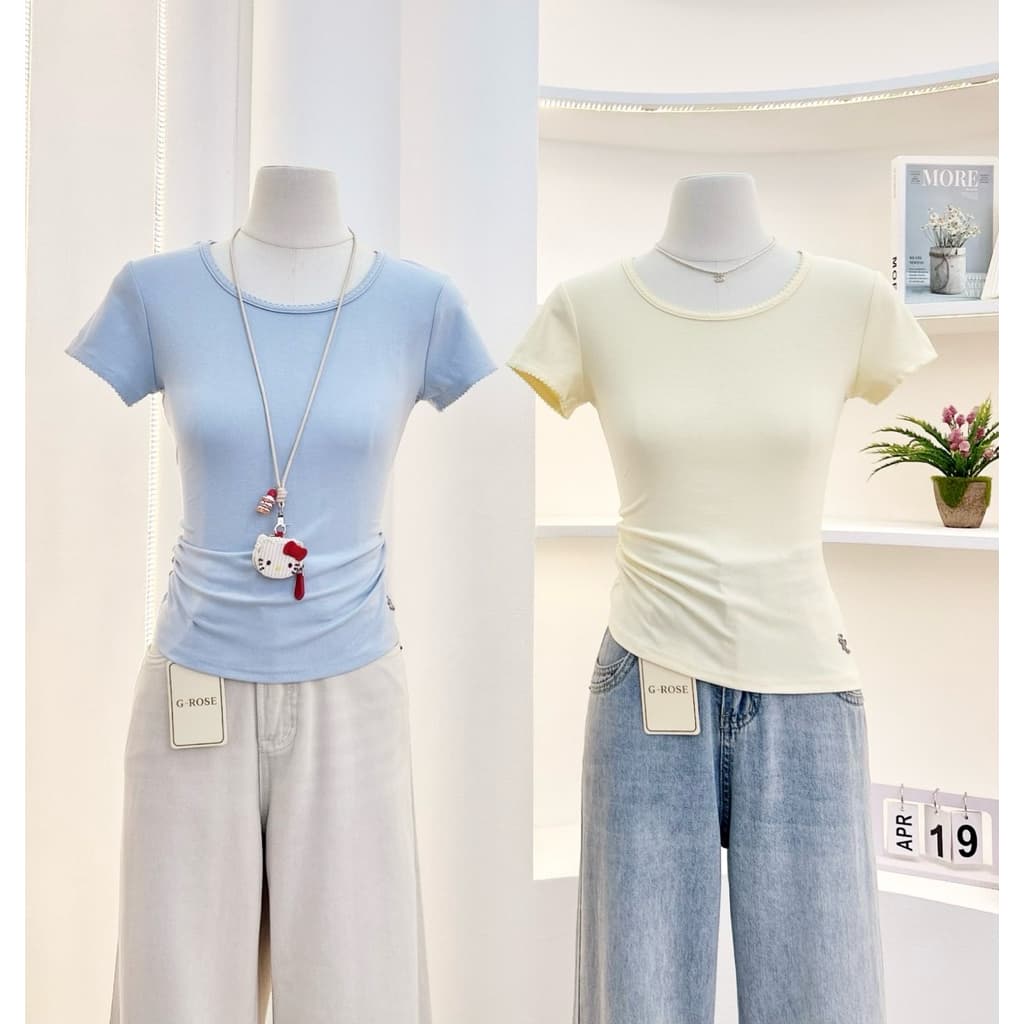 G-rose เสื้อยืดสีพื้น แต่งอะไหล่เงิน รูปที่ 3