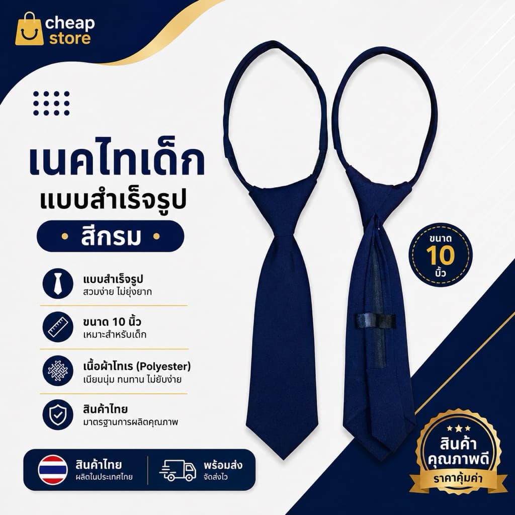 เนกไทเด็กสีกรมเข้ม สินค้าไทย รูปที่ 1