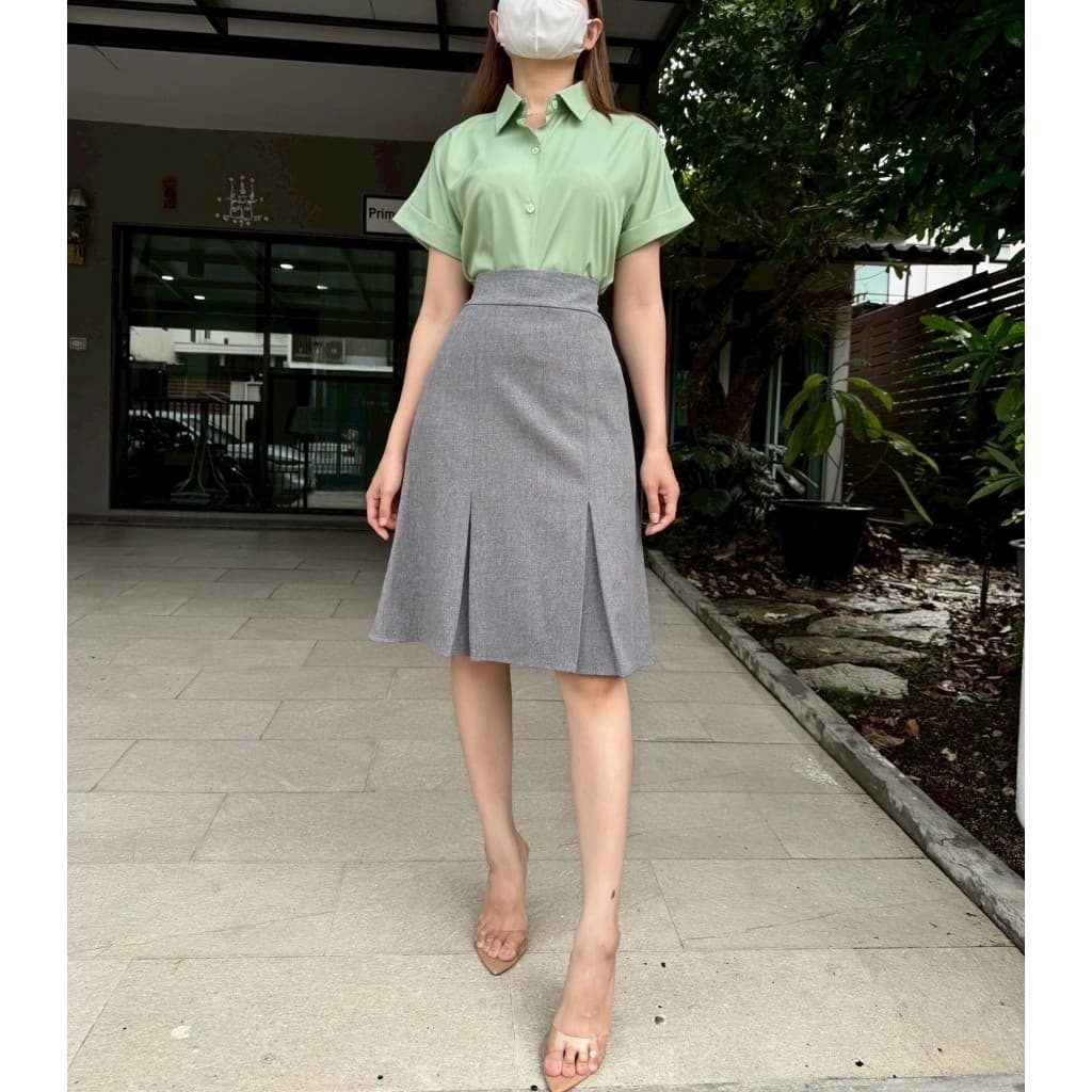 กระโปรงทรงเอผ้าสโนว์ จับจีบ รุ่น BENA ยาว 25 นิ้ว รูปที่ 5