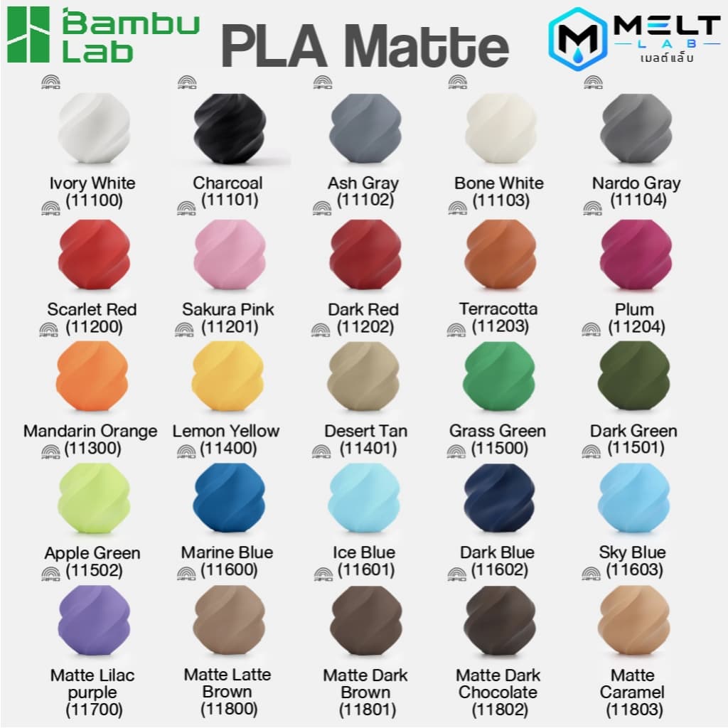 Bambu Lab PLA Matte Refill Filament 1.75mm 1KG พิมพ์ง่าย คุณภาพสูง พร้อม RFID รูปที่ 2