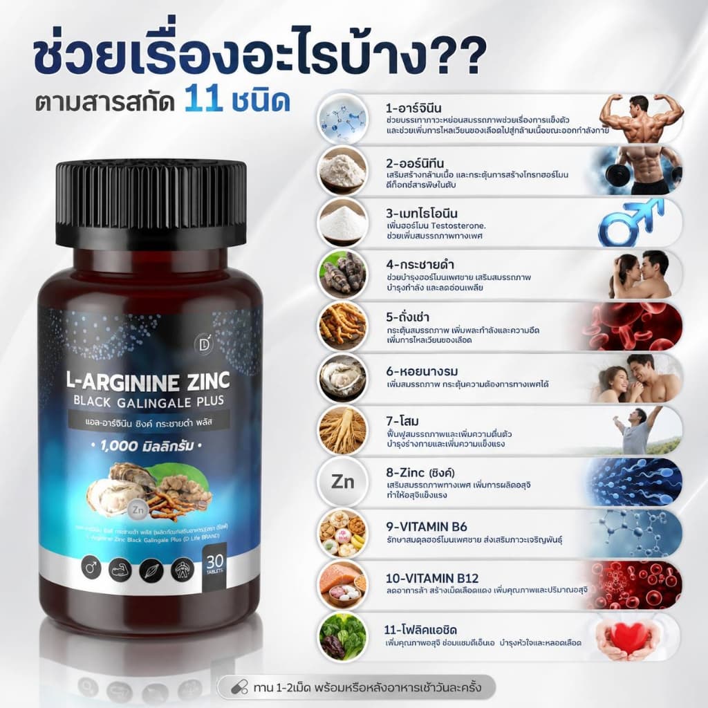 L-Arginine Zinc Black Galingale Plus แอล-อาร์จีนีน ซิงค์ กระชายดำ พลัส รูปที่ 3