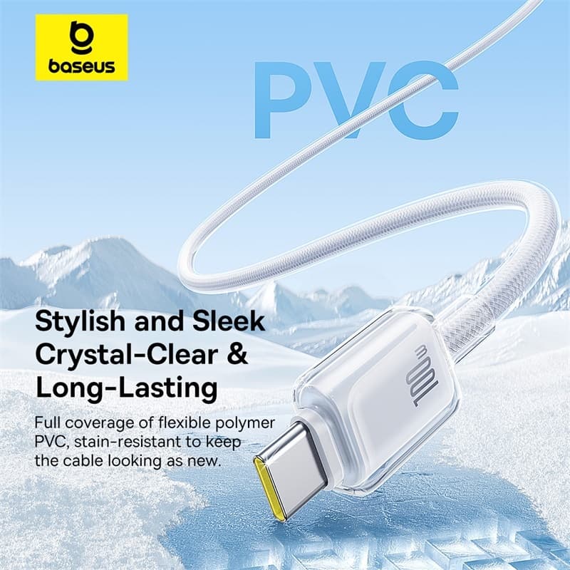 Baseus สายชาร์จเร็ว รุ่น Crystal Fast Charging Data Cable C-C, C-iP, USB-C, USB-iP รูปที่ 2