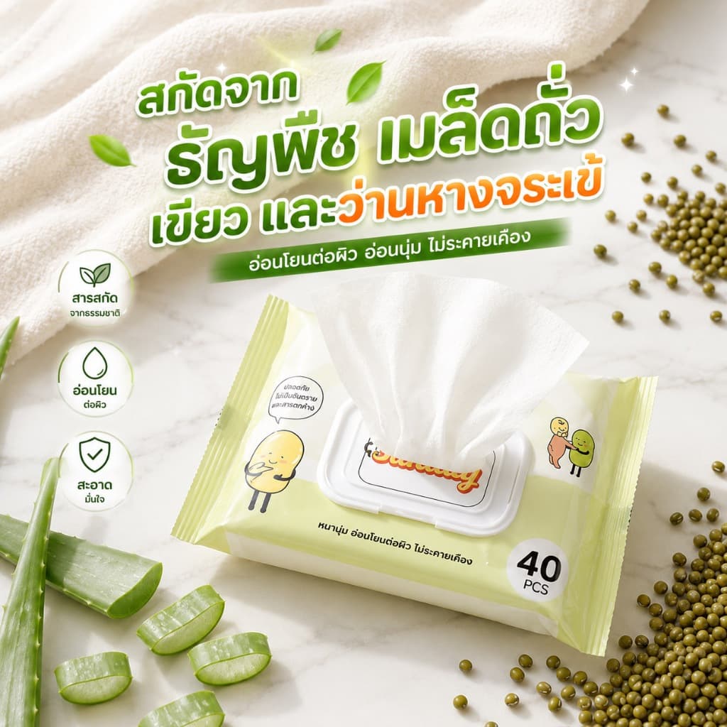 Ecoco ผ้าเช็ดทำความสะอาดออร์แกนิค ห่อใหญ่ ทิชชู่ปียก เช็ดสะอาด มั่นใจทุกวัน ดึงใช้งานง่าย พกพาสะดวก รูปที่ 2