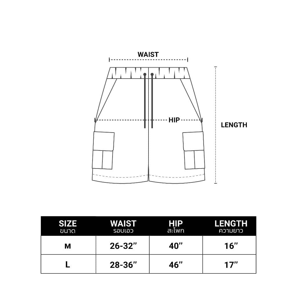 URTHE - กางเกงขาสั้น คาร์โก้ รุ่น NYLON CARGO SHORTS รูปที่ 9