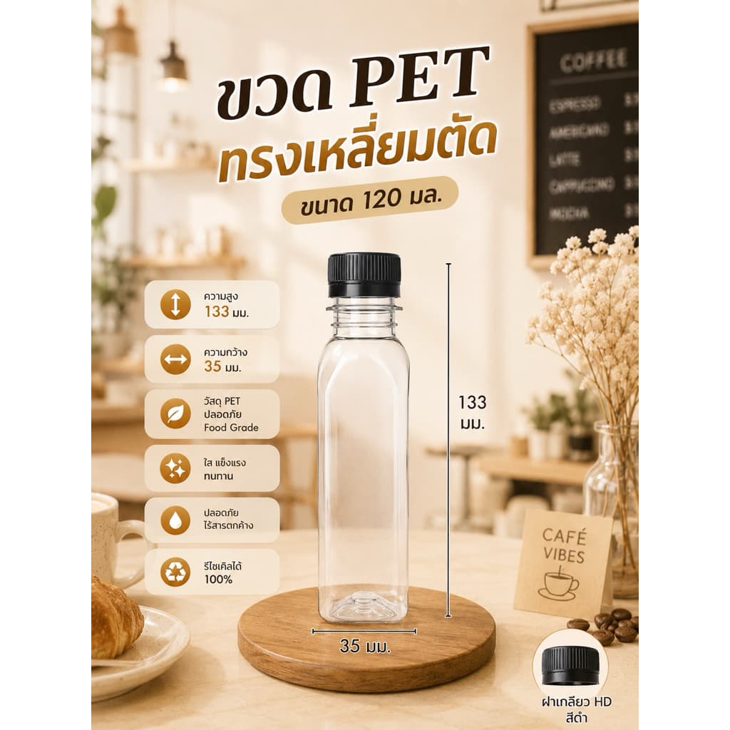 ขวดพลาสติก ทรงเหลี่ยมตัด รูปที่ 2