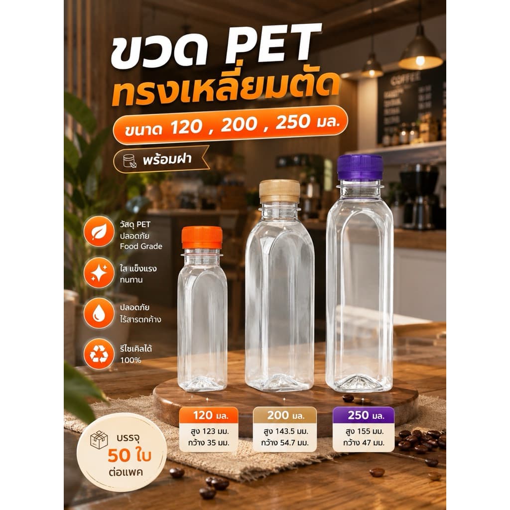 ขวดพลาสติก ทรงเหลี่ยมตัด รูปที่ 1