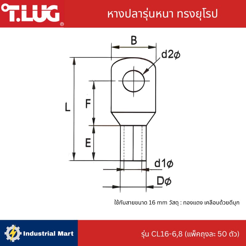หางปลารุ่นหนา ทรงยุโรป T.LUG รุ่น CL16 - 6,8 รูปที่ 2