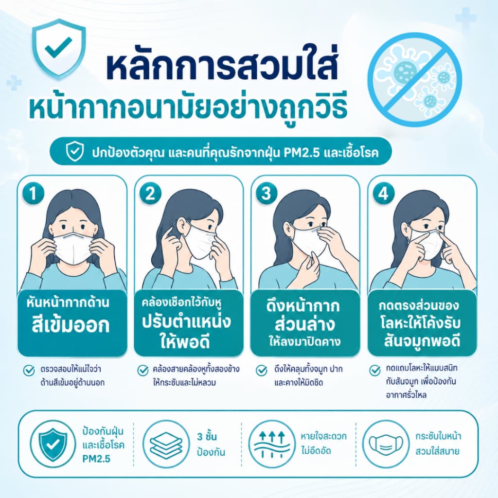 Wallias Medical Face Mask หน้ากากอนามัยทรงผีเสื้อ หน้ากากใส่สบาย หนา3ชั้นแมสกันฝุ่น PM2.5 ป้องกันเชื้อโรค รูปที่ 8