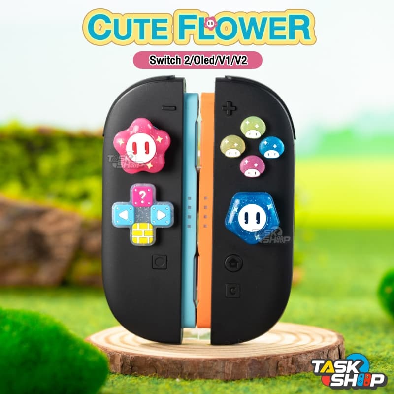 ส่งทันทีปุ่มทิศทาง D-Pad + ABXY สำหรับ Nintendo Switch 2/Oled/V1/V2 ลาย Flower รูปที่ 1