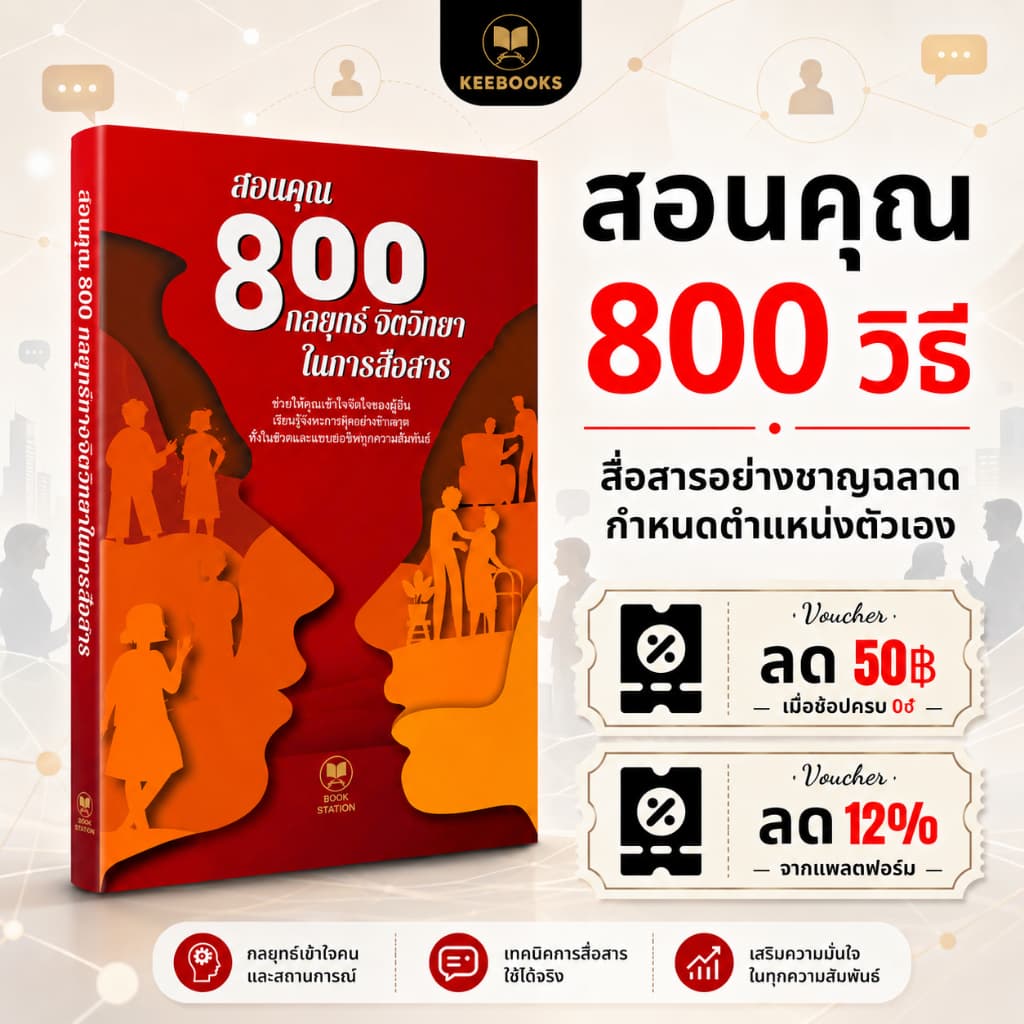 หนังสือ สอนคุณ 800 วิธีในการเข้าสังคมอย่างชาญฉลาด KeeBooks สื่อสารอย่างชาญฉลาด พัฒนาทักษะการสื่อสารและการวางตัวในชีวิต รูปที่ 1