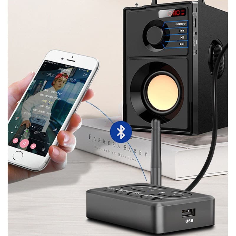 อะแดปเตอร์บลูทูธรถยนต์ 6.0 ตัวรับสัญญาณเสียงไร้สาย AUX RCA USB U Disk สำหรับเครื่องเสียงรถยนต์และลำโพง ความหน่วงต่ำ รูปที่ 4