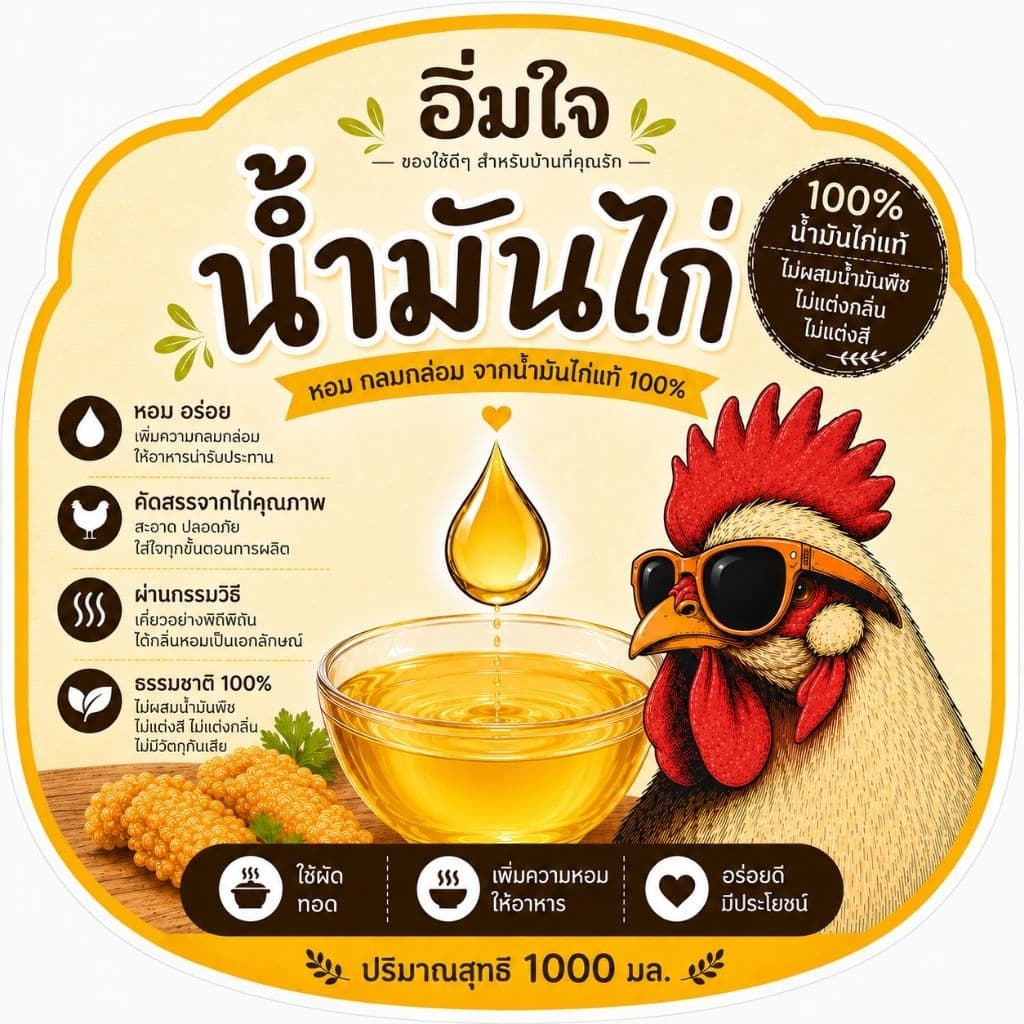 น้ำมันไก่ 100% เจียวใหม่ทุกวัน กลิ่นหอม สะอาด ขนาด 1000 มล. รูปที่ 2