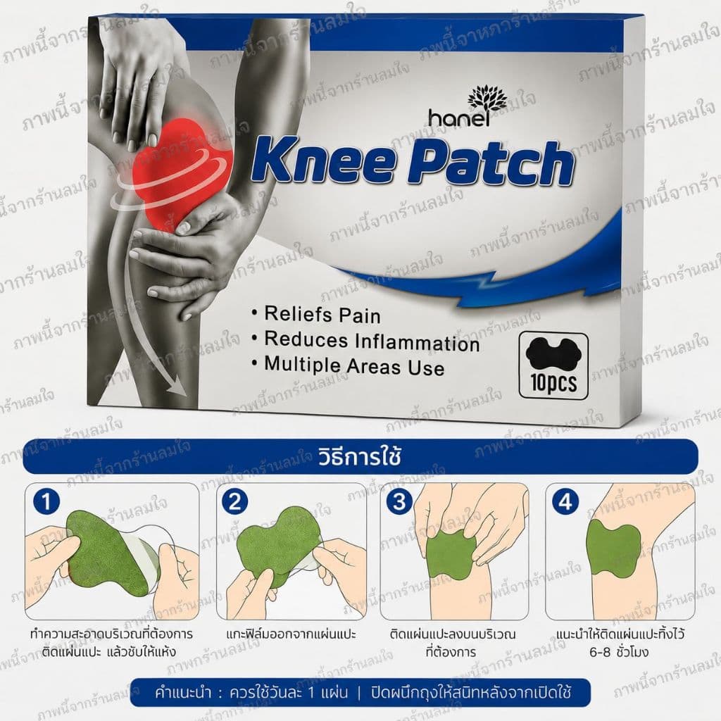 knee patch สีฟ้า 1แถม1 แผ่นประคบเย็น 1กล่องมี10แผ่น รูปที่ 2