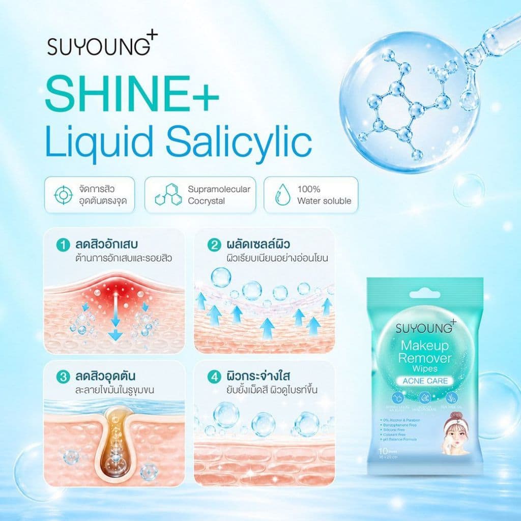 แผ่นเช็ดเครื่องสำอาง ซูยัง เมคอัพ รีมูฟเวอร์ Makeup Remover Wipes SUYOUNG+ รูปที่ 5