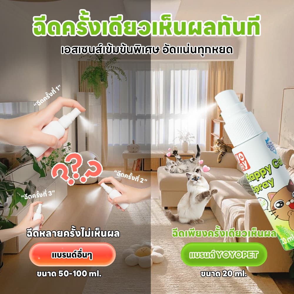 yoyopet : Happy cat spray สเปรย์แมวขี้อ้อน แมวฟิน ขี้เล่น สารสกัดธรรมชาติ ปลอดภัย รูปที่ 2