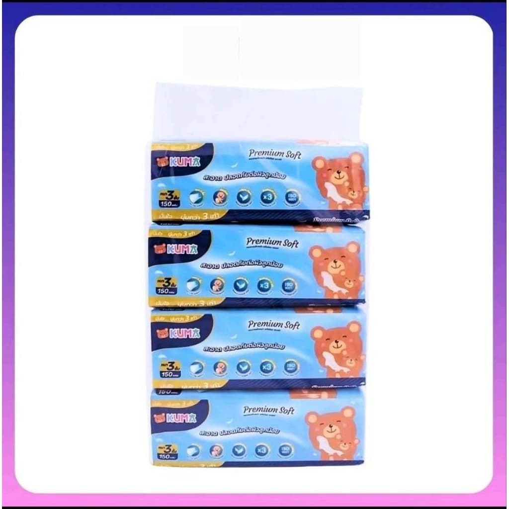 Kuma Premium Soft กระดาษทิชชู่เช็ดหน้า150แผ่น 3ชั้น : 4ห่อ รูปที่ 5