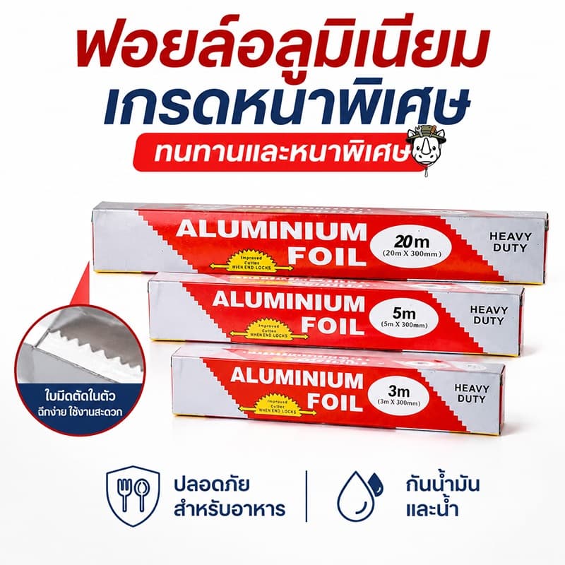 ฟอยล์ห่ออาหาร ขนาด 3 5 20 เมตร ฟอยล์เงินห่ออาหาร อลูมิเนียมฟอยล์ ฟอยล์อลูมิเนียม กระดาษฟอยล์ อลูมิเนียมสำหรับทำอาห