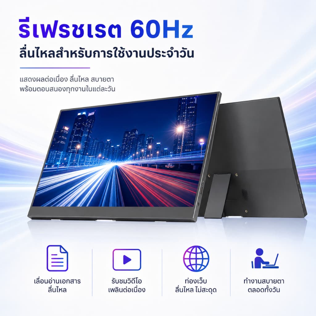จอภาพแบบพกพา PORTABLE MONITOR 15.6นิ้ว 1080P IPS แบบพกพาลำโพงคู่ในตัวรองรับการใช้งานกับคอมพิวเตอร์แล็ปท็ เชื่อมต่อกับคอน รูปที่ 5