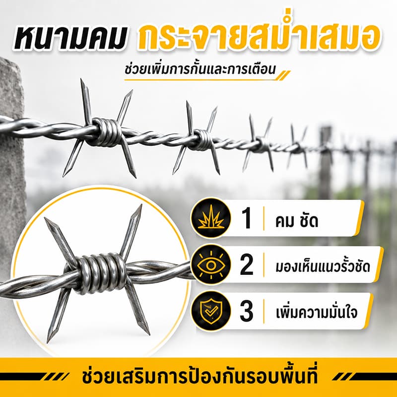ลวดหนามชุบกัลวาไนซ์ 1.4 มม. 200 ม. ลวดหนามล้อมรั้ว ชุบสังกะสีจุ่มร้อน กันสนิม แข็งแรง สำหรับฟาร์ม สวน รั้วที่ดิน รูปที่ 4