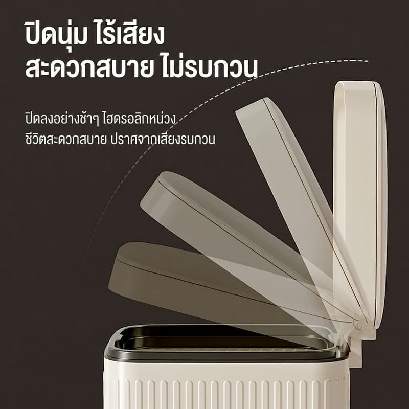 KANO ถังขยะใหญ่ 10L/15L ถังขยะในห้องน้ํา รุ่นอัพเกรด ถังขยะแบบกดถังขยะสีขาว ถังขยะ ถังขยะใช้เท้าเปิด รูปที่ 4