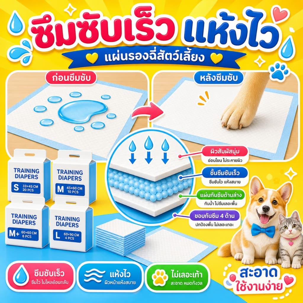 Deemar แผ่นรองฉี่ Cocoyo แผ่นรองฉี่แมว แผ่นรองฉี่สุนัข ช่วยฝึกขับถ่าย ระงับกลิ่น ซึมซับไดีดี ยิ่งขึ้น Betterdog รูปที่ 7