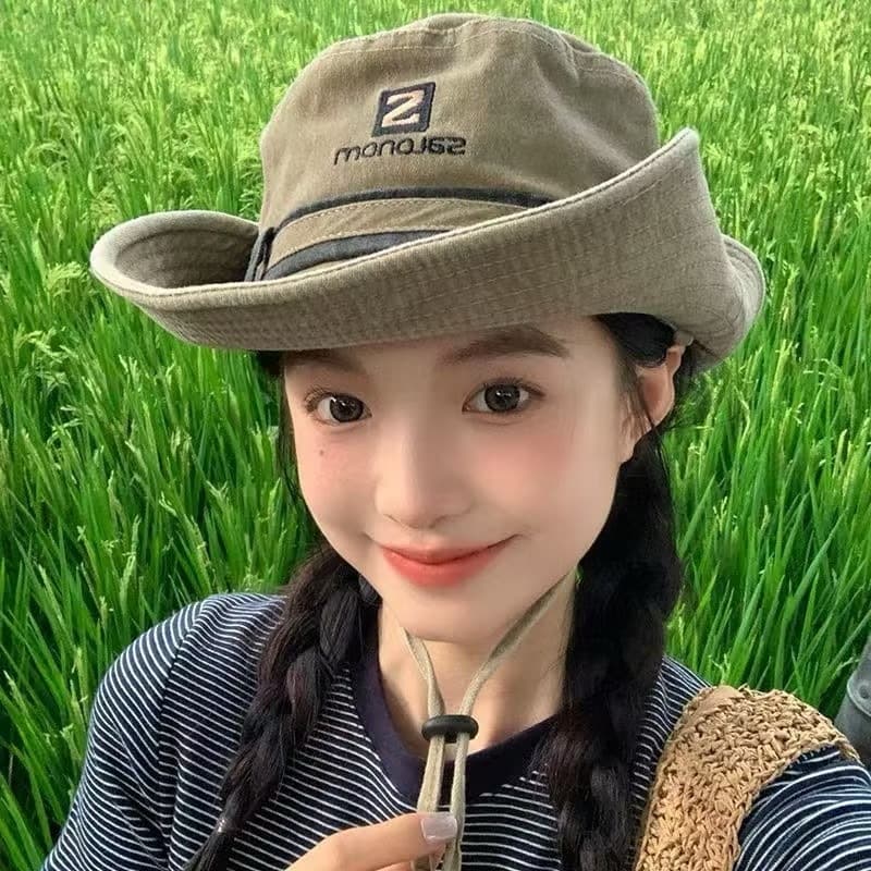 หมวกบักเก็ต สไตล์ญี่ปุ่น ตะวันตก คาวบอย สําหรับตกปลา เดินป่า ตั้งแคมป์ รูปที่ 4