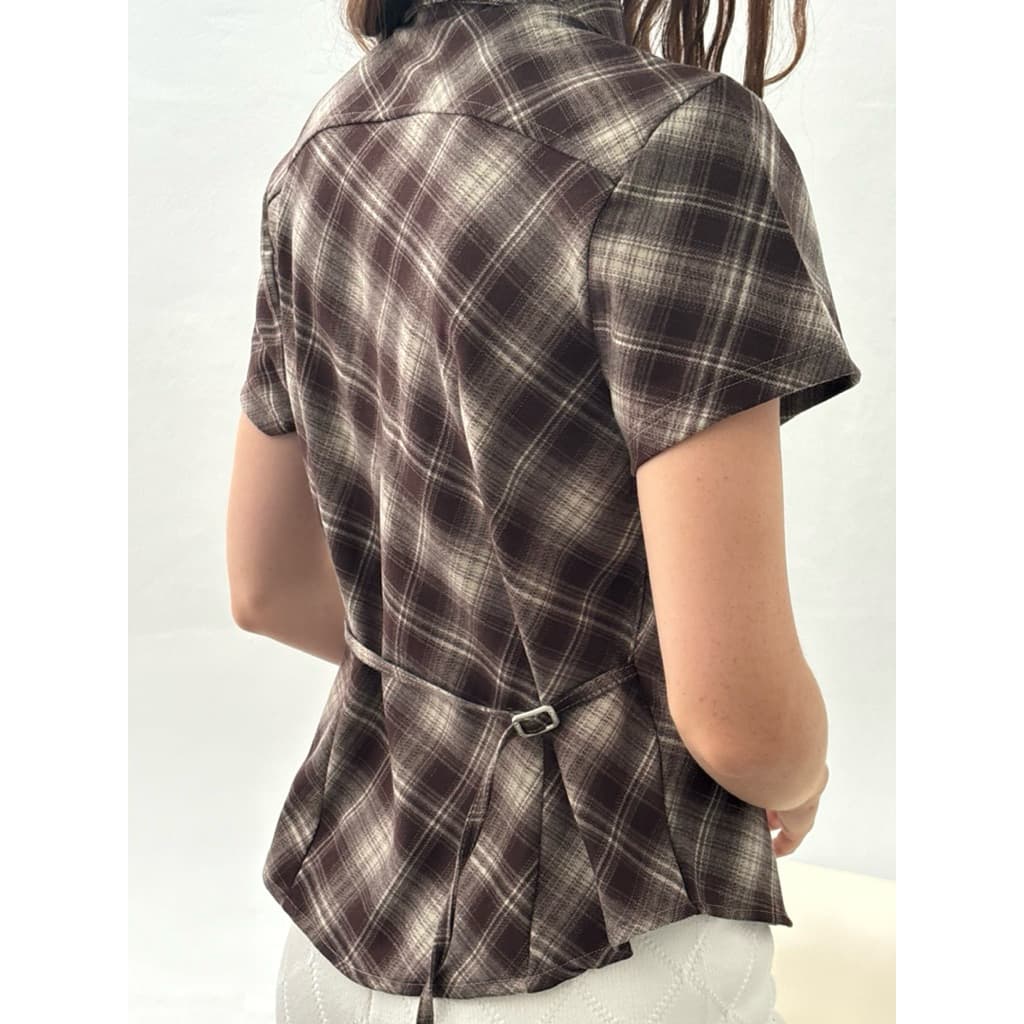 MALI Scottie top เสื้อเชิ๊ตเข้ารูปแขนสั้น รูปที่ 6