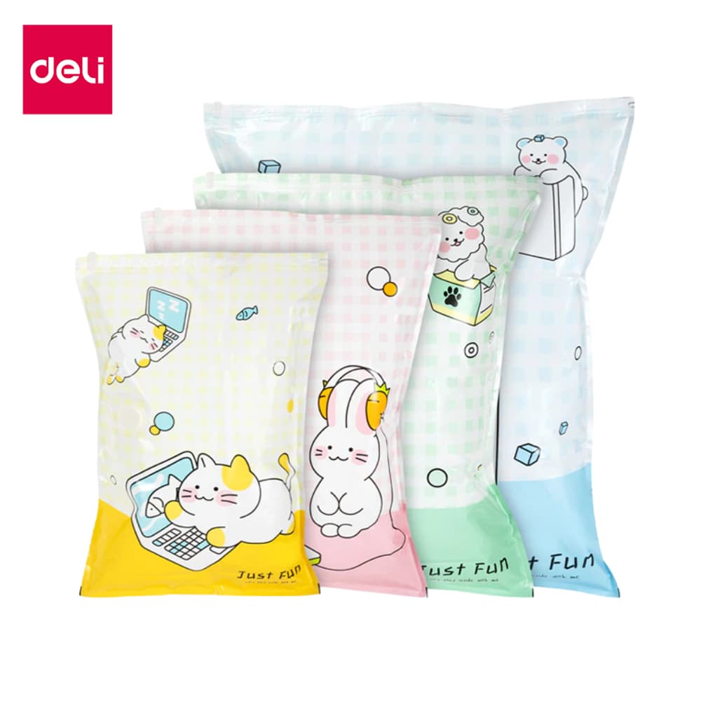 Deli ถุงสุญญากาศ ถุงสูญญากาศ มีวาล์ว ไม่ใช้ปั๊มลม เก็บผ้าห่มเก็บเสื้อผ้า ประหยัดพื้นที่ Storage Vacuum Bag รูปที่ 1
