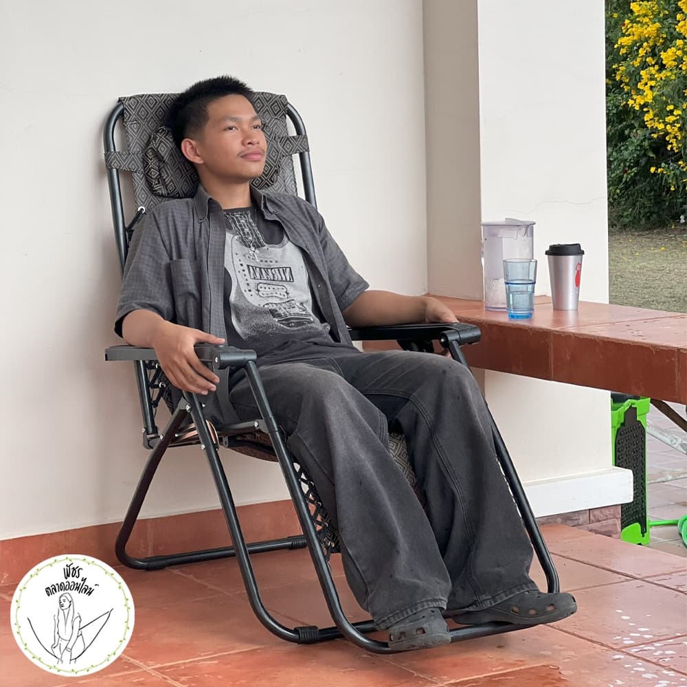 เก้าอี้พับ เก้าอี้พักผ่อน ปรับเอนนอนได้ รับน้ำหนักได้ 150 KG แถมฟรี หมอนหนุน รูปที่ 5