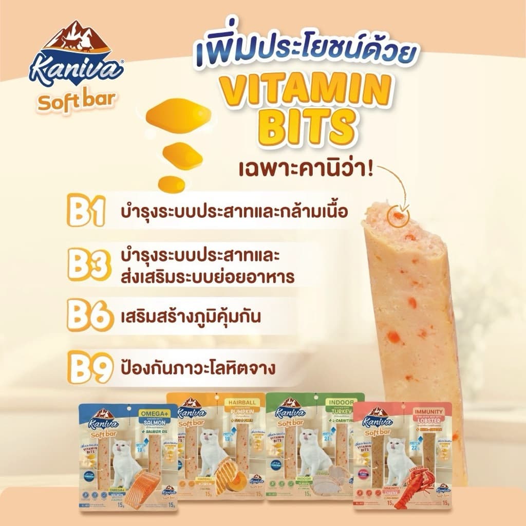 Kaniva Soft Bar Snack for Cat คานิว่า ซอฟท์บาร์ ขนมแท่งนิ่มมีประโยชน์สำหรับแมวบรรจุ 30g รูปที่ 9