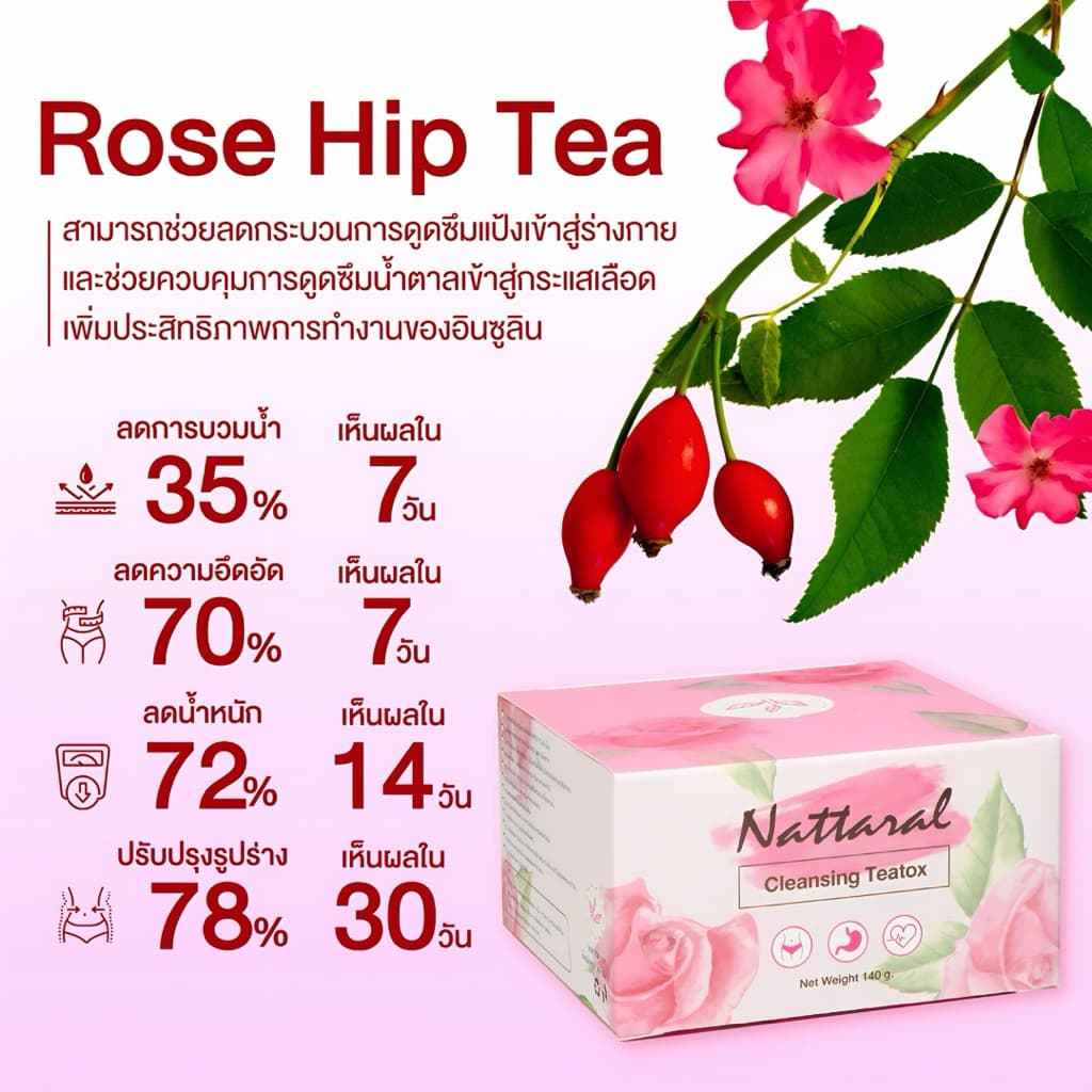 คอร์ส10วัน 1แถม1 ลด4-8nn. ไม่เห็นผลคืนเงิน เข้มข้นX5 Rosehip ชาออร์แกนิก ลดไขมันใหม่ล่าสุด มีอย. รูปที่ 3